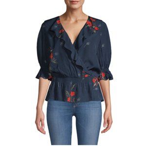 Joie Navy Floral Blouse
